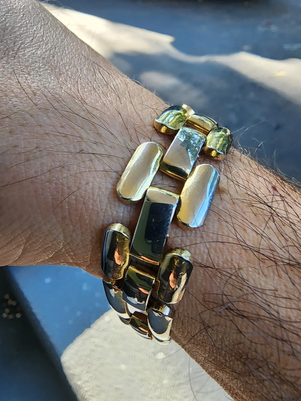 8.5in Handmade Gold and Silver Men's Link Bracelet - Sleek Two-Tone Chain